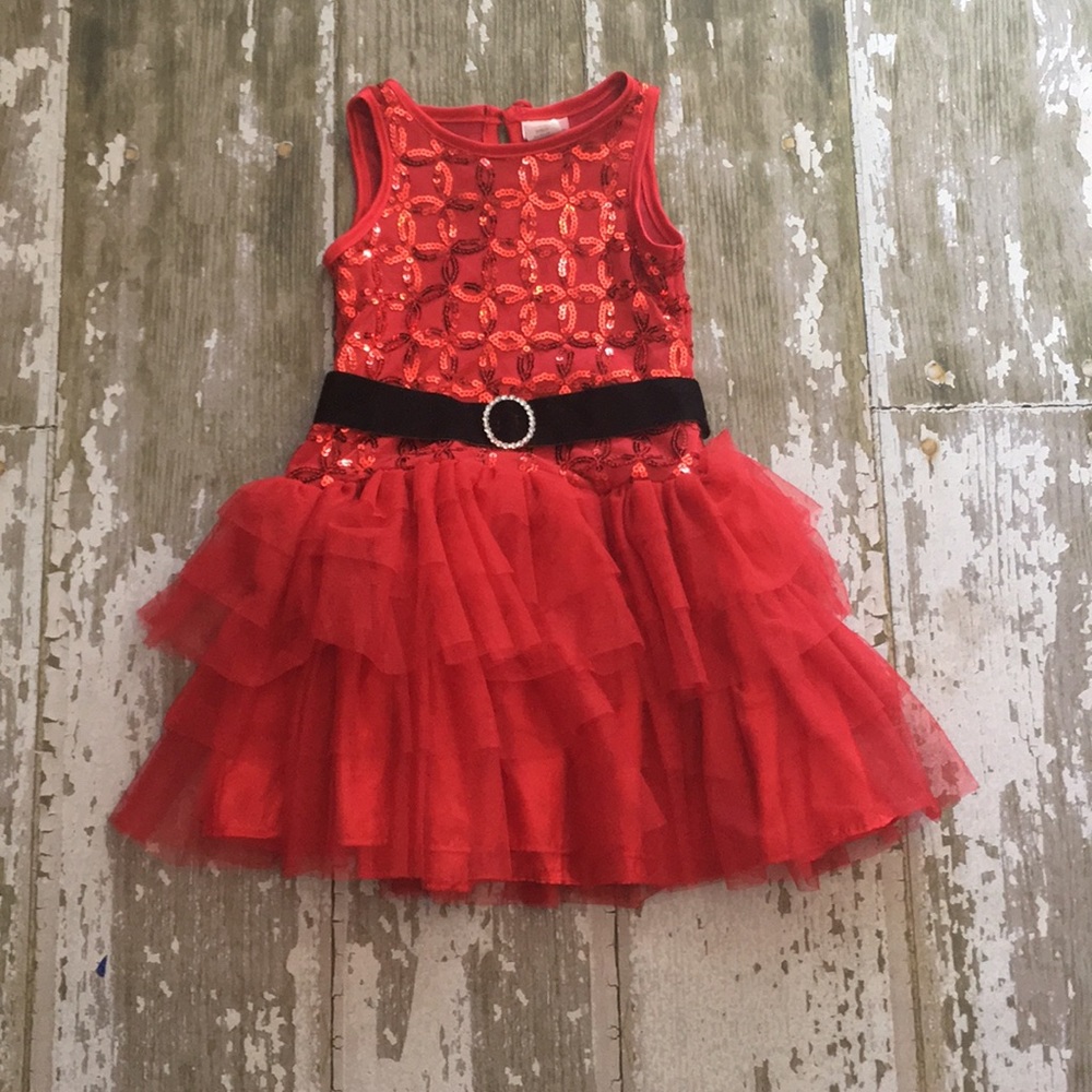 Purrfect red sparkle dress with belt